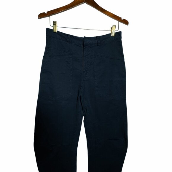 Nili Lotan Shon Cotton Pant Dark Blue Women’s Size 0 Mid Rise Barrel Leg Pants - Picture 7 of 13